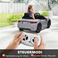 AIYAPLAY 12V elektrische kinderauto met LED-verlichting, muziek, claxon, voor kinderen van 3-5 jaar, grijs(m-5)