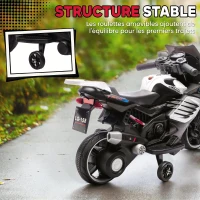 AIYAPLAY Moto électrique enfants 6 V, voiture électrique enfants avec roues d'entraînement, effets lumineux et sonores, blanc(m-5)