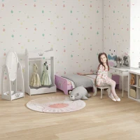 HOMCOM Free Standing Full Length Mirror, Child's Dressing Mirror with storage shelf, Children's White Bedroom Furniture 360° Rotation MDF, For 3- 8 Years Old, 40L x 30W x 104H cm(m-9)