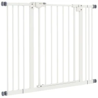 PawHut Barreira de Segurança para Cães 74-100 cm com Extensões, Montagem por Pressão e Duplo Bloqueio, Branco(m-11)