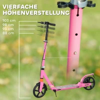 AIYAPLAY kinderstep met verstelbare handvatten, inklapbare kinderstep voor kinderen 6-12 jaar 94 x 36 x 88-103 cm Roze(m-4)