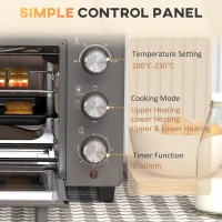 HOMCOM 21L Mini Countertop Oven, 100°C-230°C Adjustable Temp - Grey(m-7)