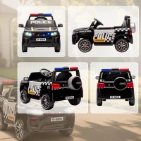 AIYAPLAY Coche Eléctrico para Niños de Policía con Mando a Distancia Motor Doble Sirena Suspensión en 4 Ruedas y Faros Negro(m-9)