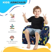 AIYAPLAY Foldable Toddler Chair Soft Snuggle Sponge Filled for Bedroom Playroom, Aged 18 Months to 3 Years - Dark Blue(m-5)