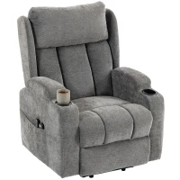 HOMCOM Power Lift Recliner Chair with Vibration Massage and Heat, Chenille Riser and Recliner Armchair for Elderly, Grey(m-15)