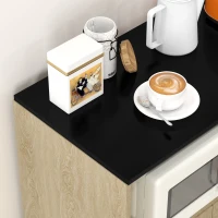 HOMCOM Carrinho de Cozinha com Rodas 2 Portas Prateleira Ajustável Porta-Especiarias para Sala de Jantar 75x40x80,5 cm Madeira(m-8)