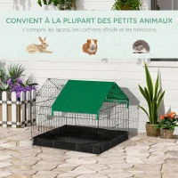 PawHut Cage enclos lapins petits animaux rongeurs Intérieur ou Extérieurs avec bache Protection Inclus - 90 x 75 x 75 cm(m-6)