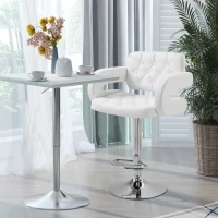 HOMCOM PU Leather Upholstered Swivel Bar Stool, Height Adjustable Barstool with Back, Armrest, Footrest for Kitchen(m-2)