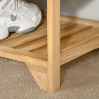 HOMCOM Wooden 2 Tier Shoe Storage Bench Rack Shelves Cushioned Seat  Entryway Hallway Organiser with 2 Drawers - Natural Wood Colour(m-8)