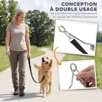PawHut Laisse de Vélo pour Chien 180 cm en Inox , Fixation Rapide, Ressort Amortisseur, Sangle Ajustable, Argent(m-6)