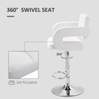 HOMCOM PU Leather Upholstered Swivel Bar Stool, Height Adjustable Barstool with Back, Armrest, Footrest for Kitchen(m-5)