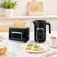 HOMCOM Touch Screen Kettle and Toaster Set - Black(m-10)