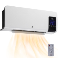 HOMCOM Calefactor Eléctrico de Pared 1000W/2000W Estufa con Pantalla LED y Mando a Distancia 54,5x12x21,5 cm Blanco
