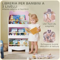 AIYAPLAY Libreria per Bambini con 3 Ripiani a Forma di Orsetto con Barriere Frontali, 55x15x110 cm, Rosa(m-4)
