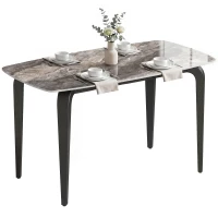 HOMCOM Table à manger rectangulaire pour 4 personnes, 130 x 70 x 75 cm, table de cuisine avec plateau en pierre frittée, marron(m-12)