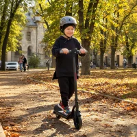 SPORTNOW Trottinette électrique enfants 6-14 ans, écran LED, lumières RGB, pneus 6,5'', vitesse 10 km/h, démarrage au kick, noir(m-9)