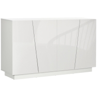 HOMCOM Meuble de rangement avec placards à portes et étagère réglable, 150 x 40 x 88 cm, blanc brillant
