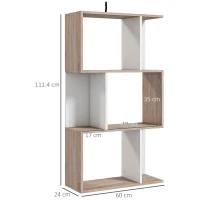 HomCom biblioteca de perete, 3 rafturi, 60x24x111.4cm, alba | AOSOM RO(m-3)