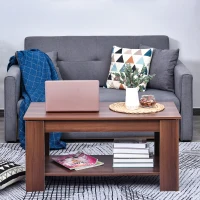 HOMCOM Lift Up Top Coffee Table with Hidden Storage and Open Shelf, Modern Wooden Sofa Side End Tea Table for Living Room 100W x 50D x 63H cm(m-7)