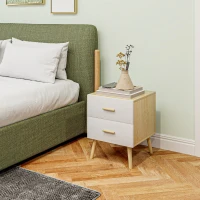 HOMCOM Comodino con 2 Cassetti in Legno in Stile Scandinavo, 40x40x50 cm, Rovere(m-10)