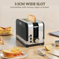 HOMCOM Sleek Textured Kettle and Toaster Set - Black(m-8)