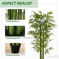 HOMCOM Plantă Artificială de Bambus, 180 cm, Realistă, cu Ghiveci Decorativ pentru Living și Dormitor, Verde(m-4)