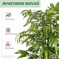 HOMCOM Plantă Artificială de Bambus, 180 cm, Realistă, cu Ghiveci Decorativ pentru Living și Dormitor, Verde(m-5)