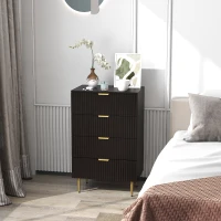 HOMCOM Commode 4 tiroirs commode chambre meuble de rangement moderne avec poignées et pieds dorés, dim. 60 x 40 x 96 cm, noir(m-7)