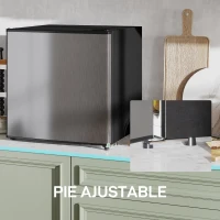 HOMCOM Mini Nevera Silenciosa 46 L Clase E Frigorífico Pequeño con Temperatura Regulable y Puerta Reversible 48x44x49 cm Plata(m-8)
