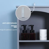 HOMCOM Dulap Înalt de Baie Îngust cu 1 Sertar și 3 Rafturi Deschise Stil Modern 34x24x170 cm Gri(m-4)