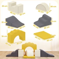 AIYAPLAY 7 Piece Kids Soft Play Set with Detachable Cover, Baby Indoor Climb and Crawl Foam Toy for Toddlers, Yellow(m-3)