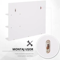 kleankin Mobilier Dulap Baie cu Oglinda si 3 Rafturi in MDF Alb 60 x 10 x 48cm(m-6)