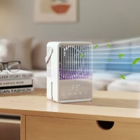 HOMCOM Portable Air Conditioner, 4-in-1 Mini Air Cooler with 3 Wind Speed, 2 Mist Mode, 7 Colour RGB Light, White(m-10)