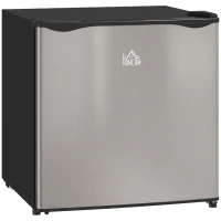 HOMCOM 46 Litre Table Top Mini Fridge, Small Fridge with Ice Box, Reversible Door, Adjustable Temperature and Legs for Bedrooms, Home Office, Silver Tone(m-1)