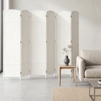 HOMCOM Paravent interieur en bois 6 panneaux 240 x 170 cm séparateur de pièce pliable pour salon, chambre à coucher, naturel(m-8)