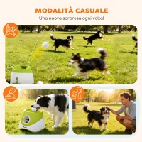 PawHut Lanciatore Automatico di Palline per Cani di Piccola e Media Taglia con 3 Palline, 3 Distanze Regolabili, Verde(m-6)