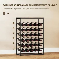 HOMCOM Garrafeira para 30 Garrafas de 6 Níveis com Superfície de Madeira Estilo Industrial 59x30x88,5 cm Castanho Rústico(m-4)