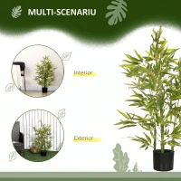 HOMCOM Plantă Artificială de Bambus Înaltă de 90 cm cu 504 Frunze din PEVA și PP Verde cu Ghiveci din Ciment Ø15x12.5 cm(m-5)
