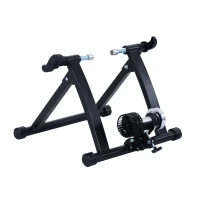 HOMCOM Deluxe Indoor Bicycle Trainer Stand Fan Fly Wind Wheel with Foldable Turbo Trainer & Noise Reduction Suitable for Tyres 26"-28" & 700C Wheel Road Bike - Black(m-10)