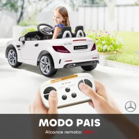 AIYAPLAY Carro Elétrico Mercedes SLC 300 12V com Faróis LED Buzina Música TF USB e Abertura da Porta 3-5km/h 107x62,5x44 cm Branco(m-5)