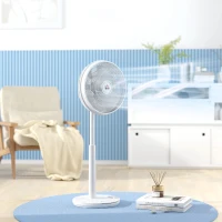 HOMCOM Pedestal Fan with Oscillating, Tilt, Adjustable Height, White(m-10)