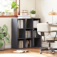 HOMCOM Bibliothèque, étagère de rangement à 3 niveaux avec 9 compartiments, pour salon, bureau, chambre, 91x29,5x91cm, gris(m-2)