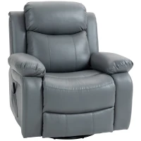 HOMCOM Massagesessel mit 8 Vibrationsköpfen, Relaxsessel, verstellbare Rückenlehne + Fußstütze, Grau(m-1)
