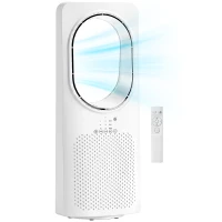 HOMCOM Ventilateur colonne ultra-silencieux 36 dB, ventilateur tour, oscillant à 45°, 3 vitesses, 3 modes, télécommande, blanc(m-12)