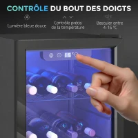 HOMCOM Cave à vin 24 bouteilles 68L, réfrigérateur à vin et boissons avec température réglable 4-16 °C, porte réversible, noir(m-5)