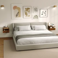 HOMCOM Set da 2 Comodini Sospesi per Camera da Letto con Cassetto e Mensola in Legno 35x32x22.5cm, Marrone(m-10)