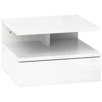 HOMCOM Comodino Sospeso per Camera da Letto con Cassetto e Ripiano Aperto in Legno, 35x32x22.5 cm, Bianco(m-1)