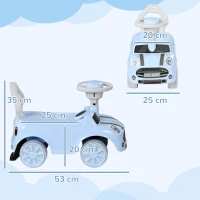 AIYAPLAY Foot To Floor Ride On Car Sliding Car w/ Air Horn, Anti-Over-Backwards, 18 to 36 Months - Light Blue(m-3)