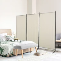 HOMCOM Paravent 3 panneaux dim. 2,53L x 0,5l x 1,82H m Store latéral Brise-Vue paravent sur Pied séparateur métal Polyester(m-10)