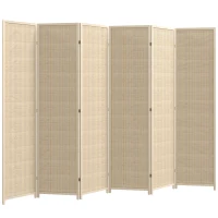 HOMCOM Paravent en bois séparateur de pièce closion de séparation pliable 6 panneaux 270 x 180 cm bois naturel(m-1)